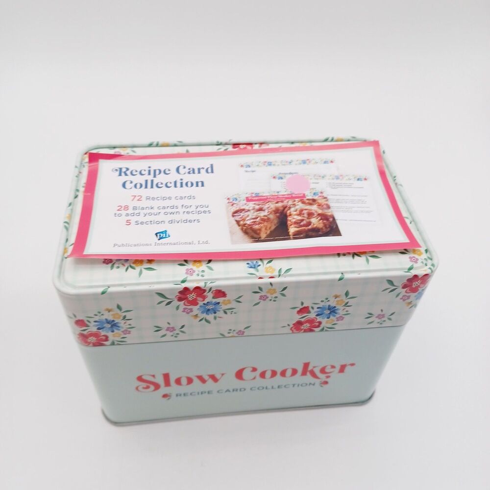Slow Cooker Recipe Card Collection Tin Floral Pattern NEW